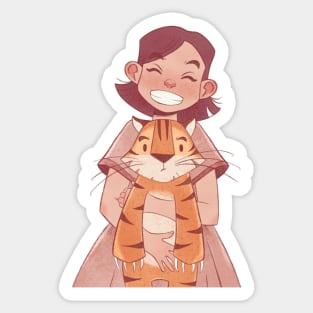 Girl and tiger friendship Sticker